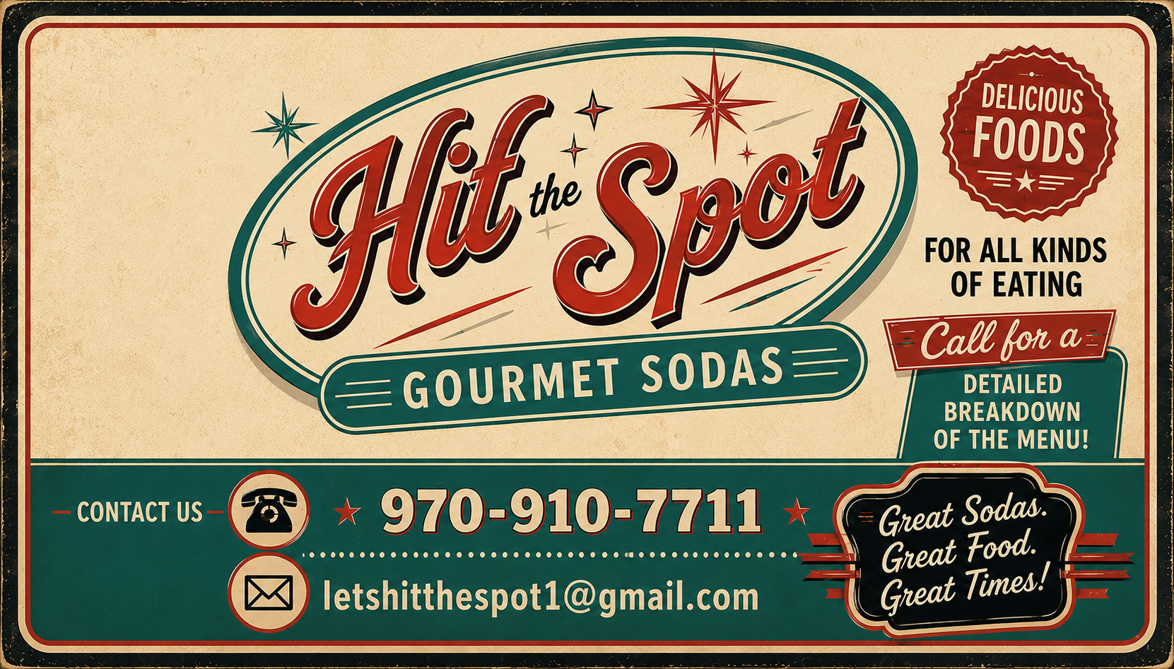 Hit the Spot gourmet sodas vintage sign